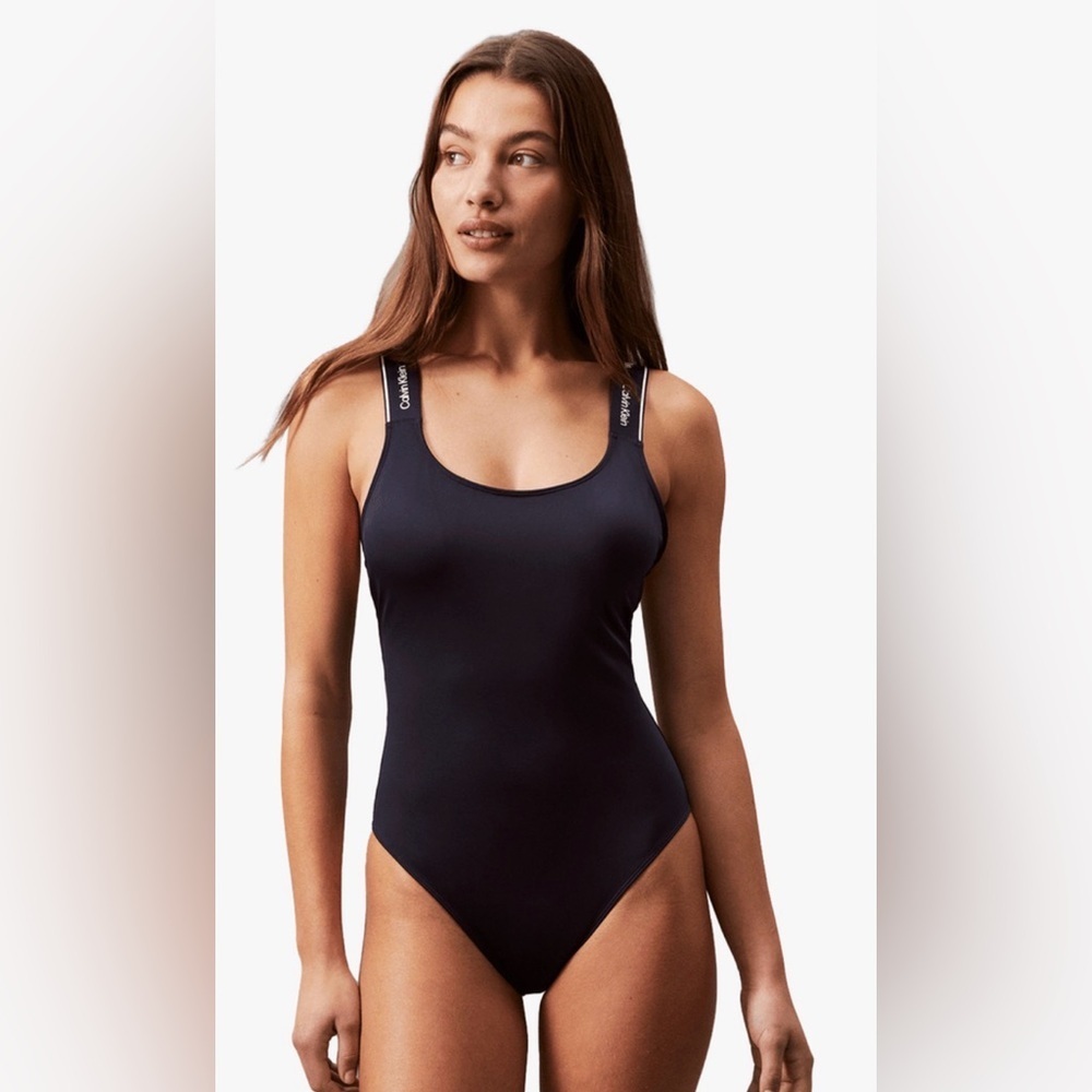 Calvin Klein Black One-Piece Swimsuit with Adjustable Straps